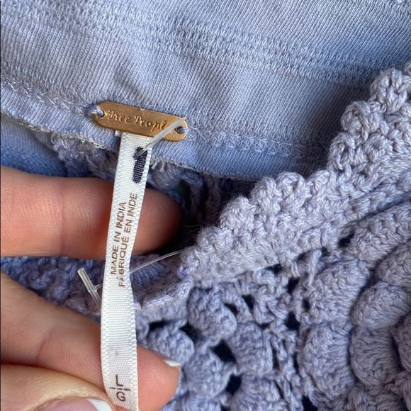 NWOT - Free People Lilac Crochet Drawstring Crop Top Size: L - Picture 8 of 10
